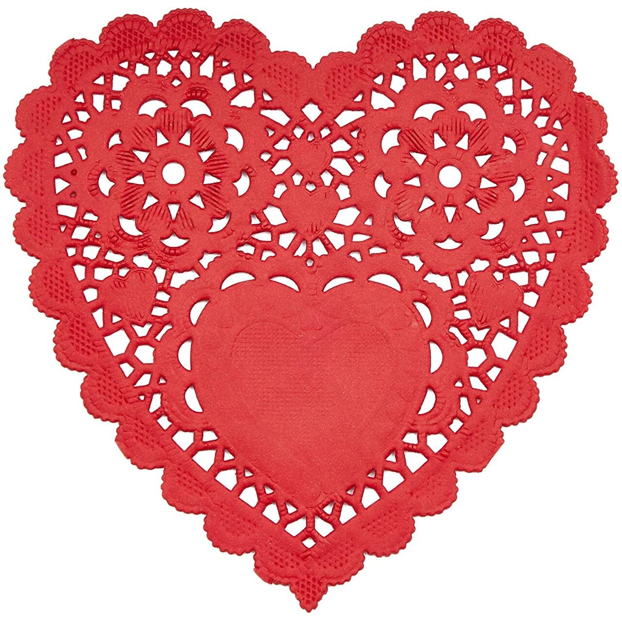 200 Pack Heart Shaped Paper Doilies - 4" Red Lace Dollies for Crafts, Valentine's Day Party Decor, Wedding Decorations